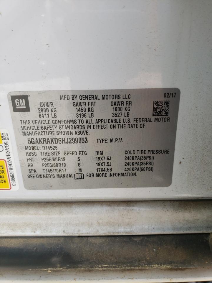 2017 Buick Enclave VIN: 5GAKRAKD6HJ299053 Lot: 63407184