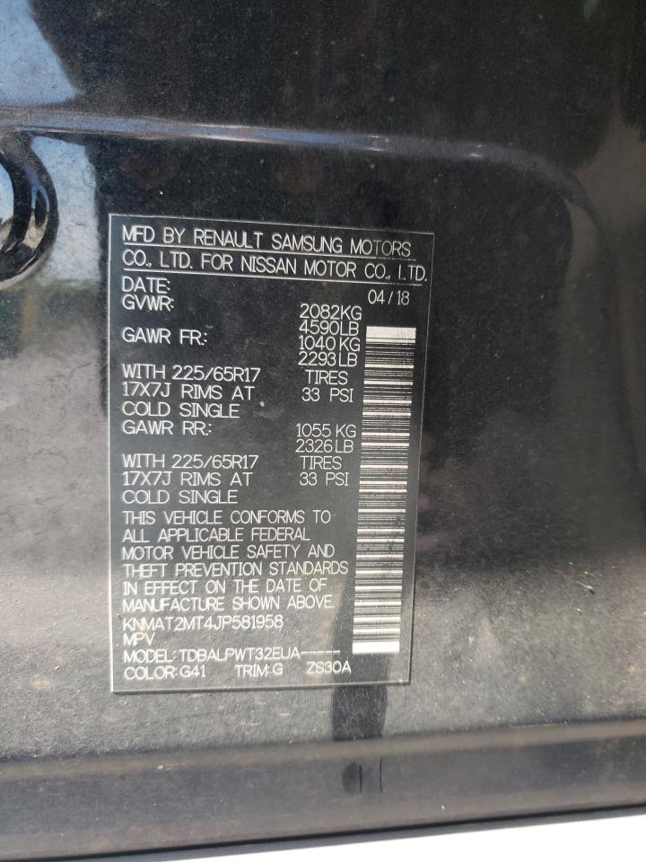 2018 Nissan Rogue S VIN: KNMAT2MT4JP581958 Lot: 63458504