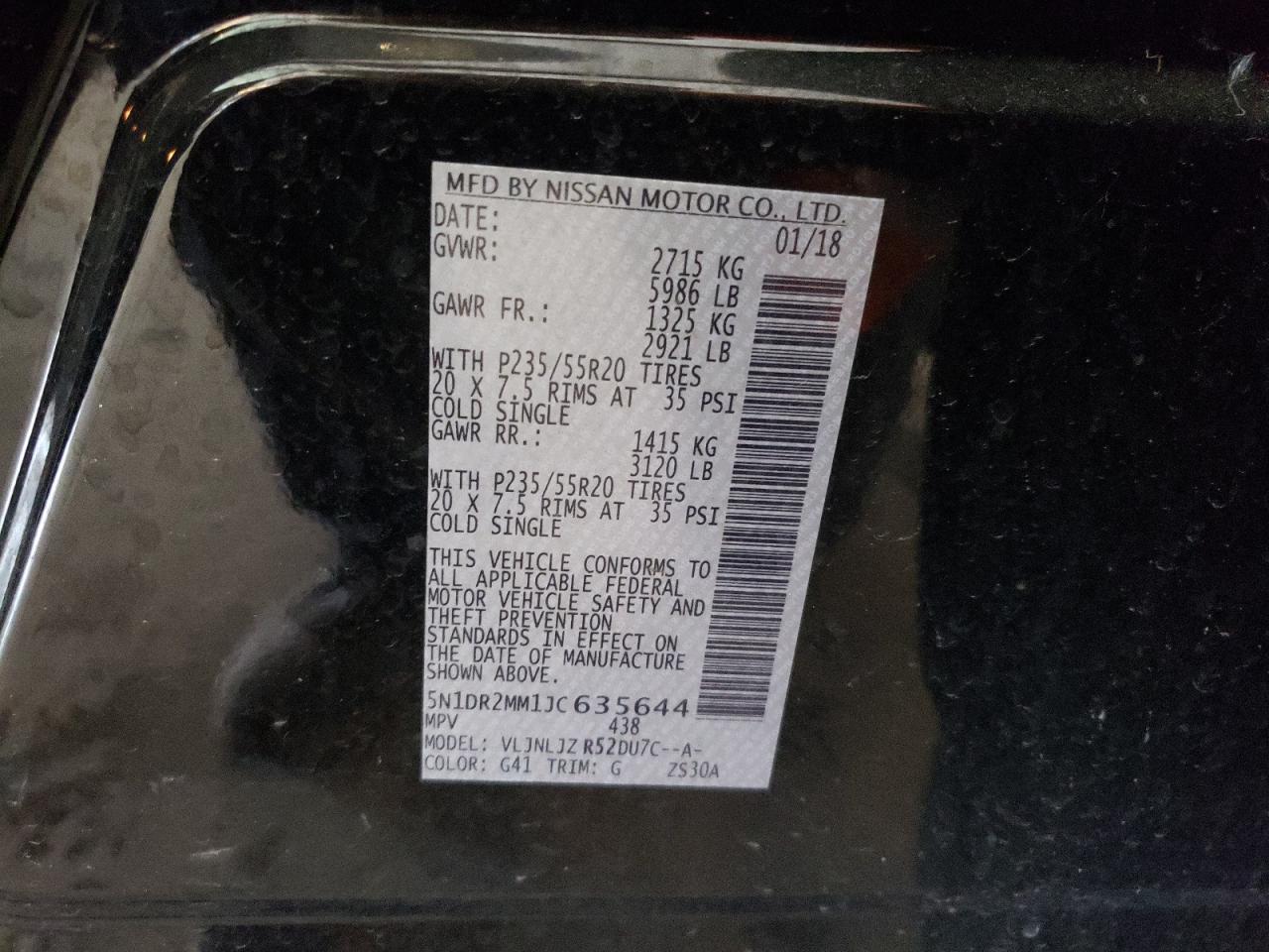 2018 Nissan Pathfinder S VIN: 5N1DR2MM1JC635644 Lot: 63388244