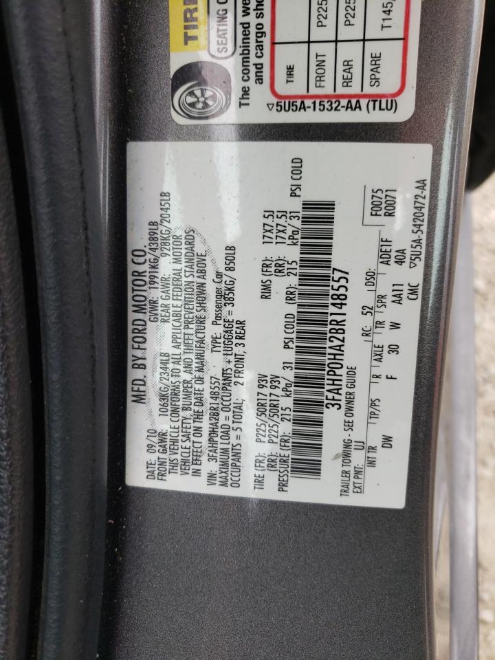 2011 Ford Fusion Se VIN: 3FAHP0HA2BR148557 Lot: 64756034