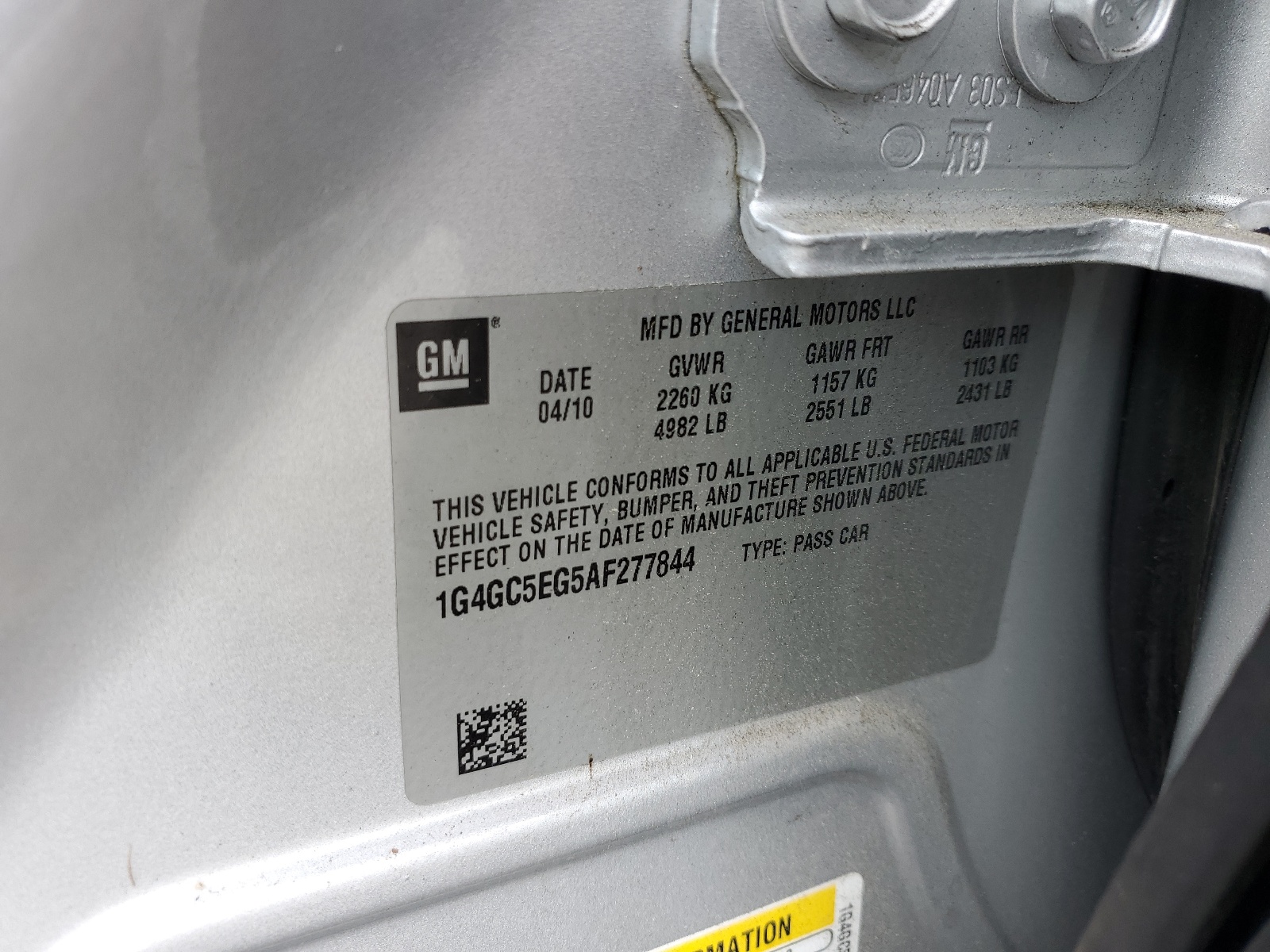 1G4GC5EG5AF277844 2010 Buick Lacrosse Cxl