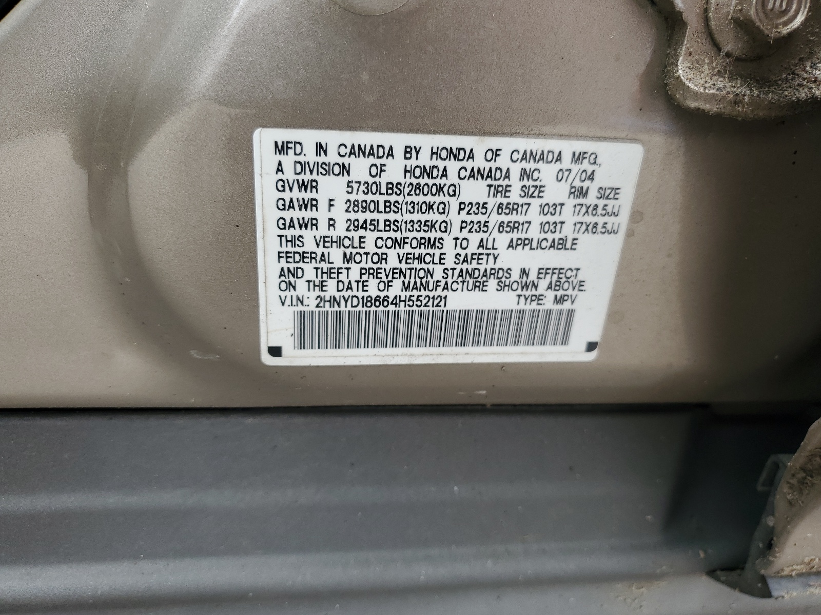 2HNYD18664H552121 2004 Acura Mdx Touring