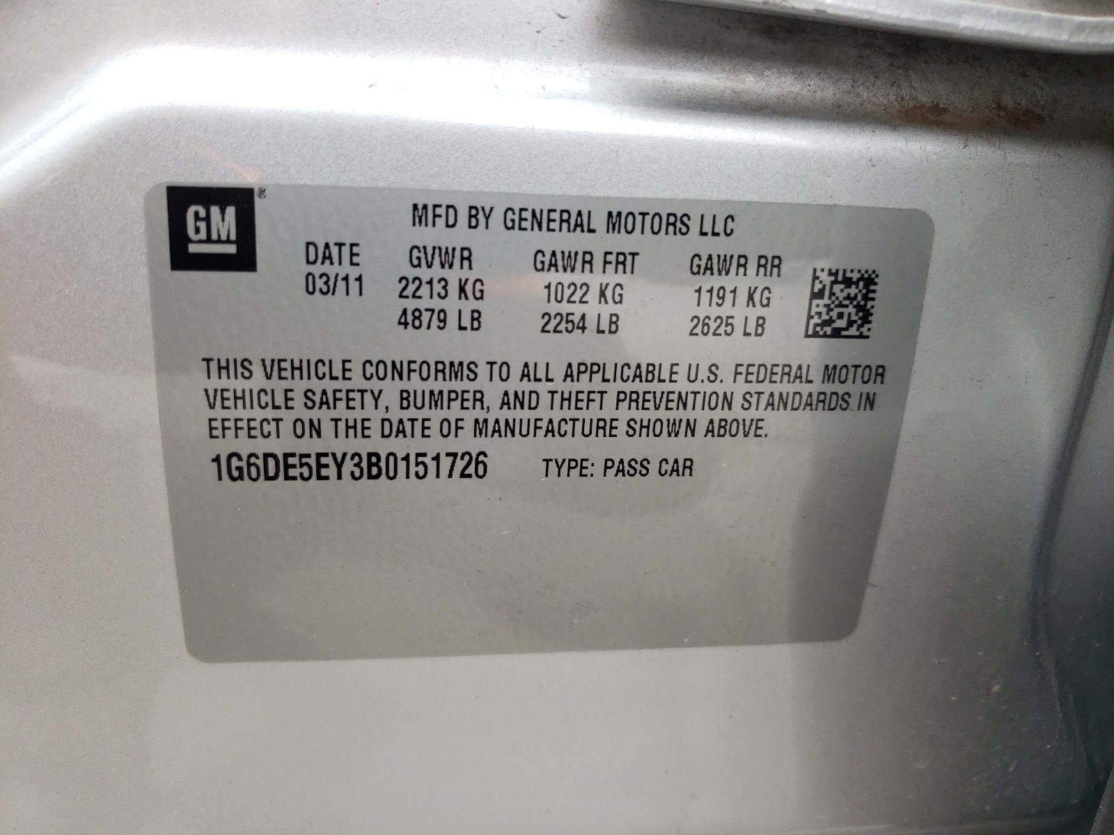 1G6DE5EY3B0151726 2011 Cadillac Cts Luxury Collection