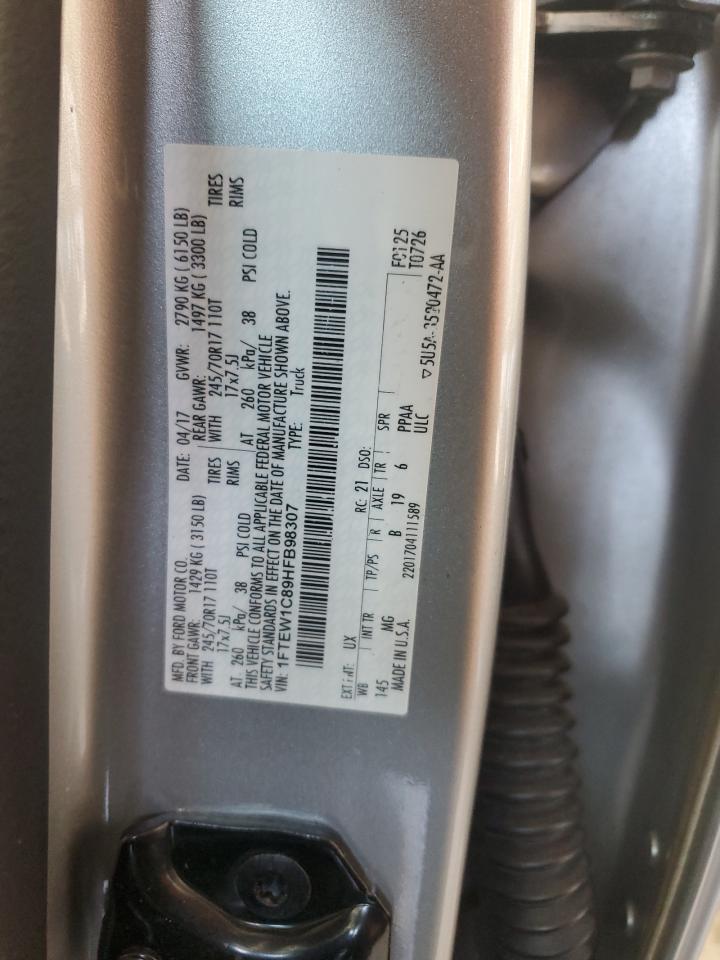 2017 Ford F150 Supercrew VIN: 1FTEW1C89HFB98307 Lot: 61929584