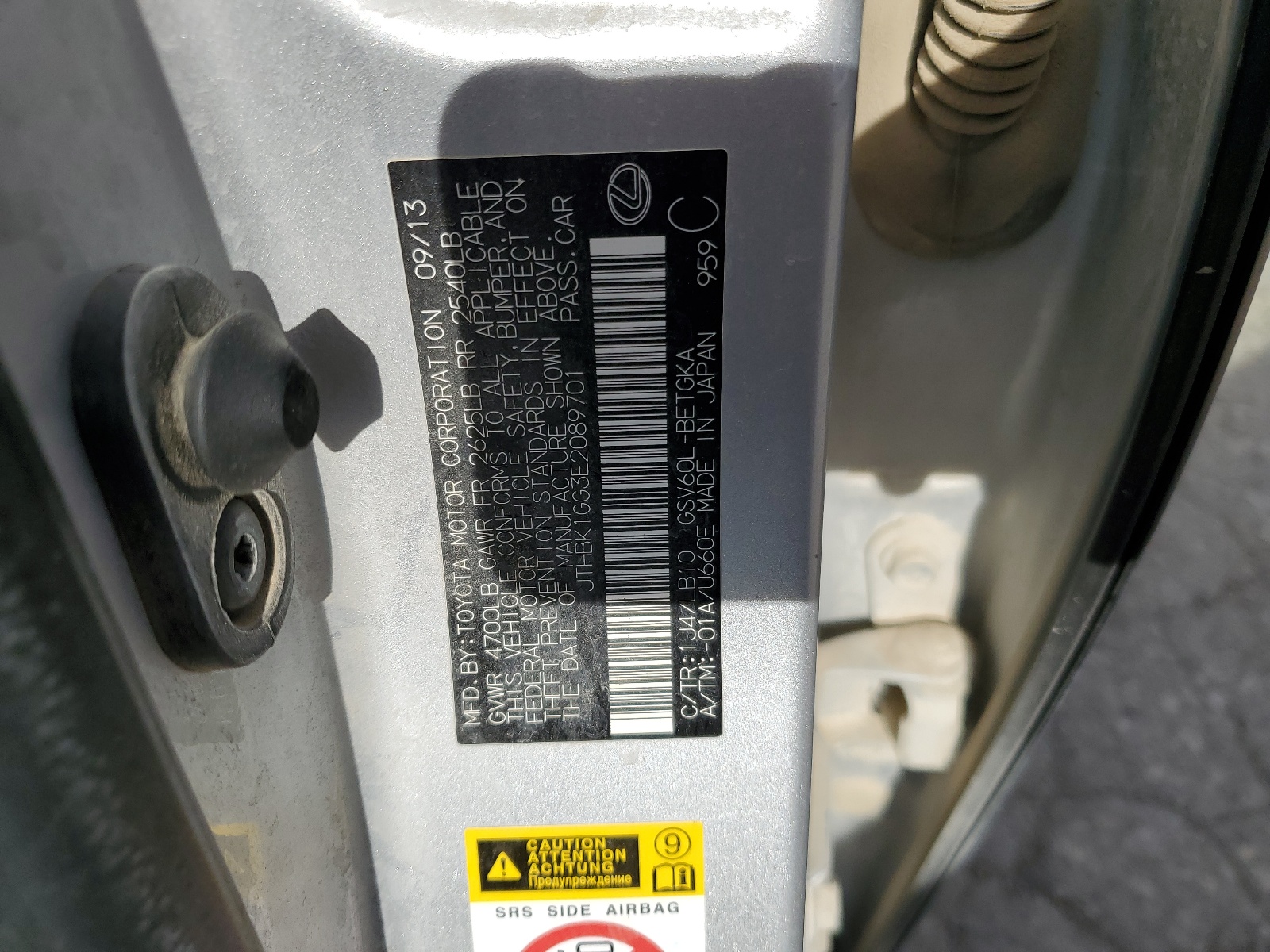 JTHBK1GG3E2089701 2014 Lexus Es 350