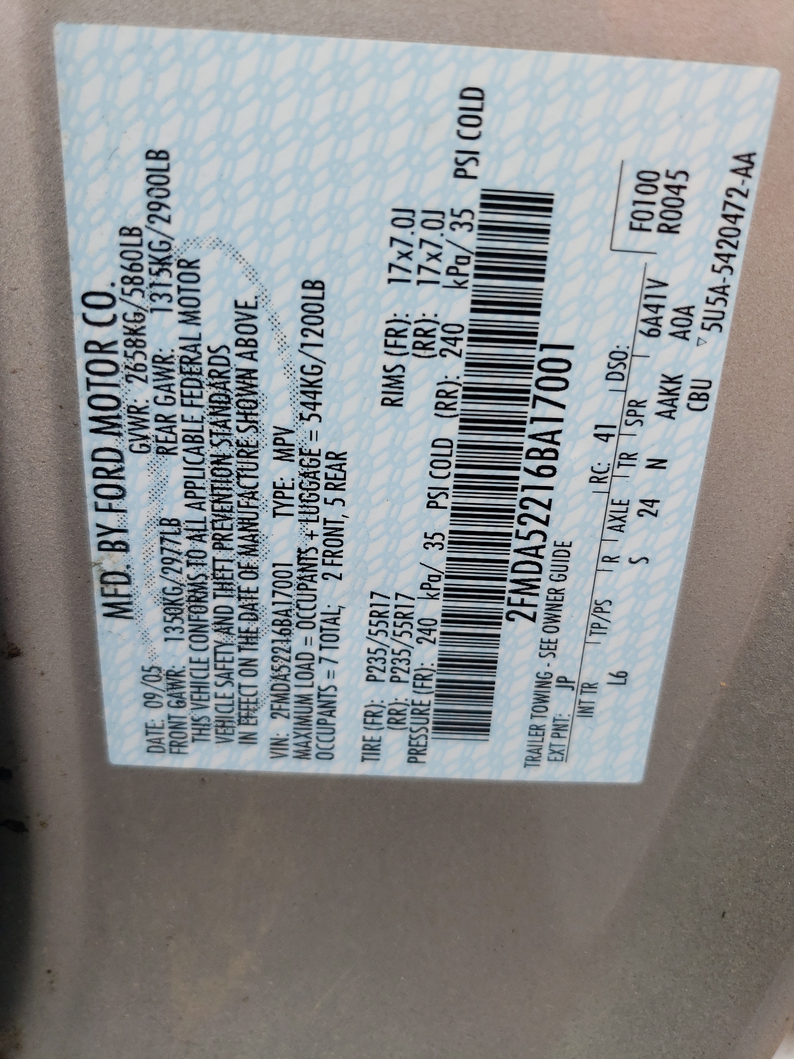 2FMDA52216BA17001 2006 Ford Freestar Sel