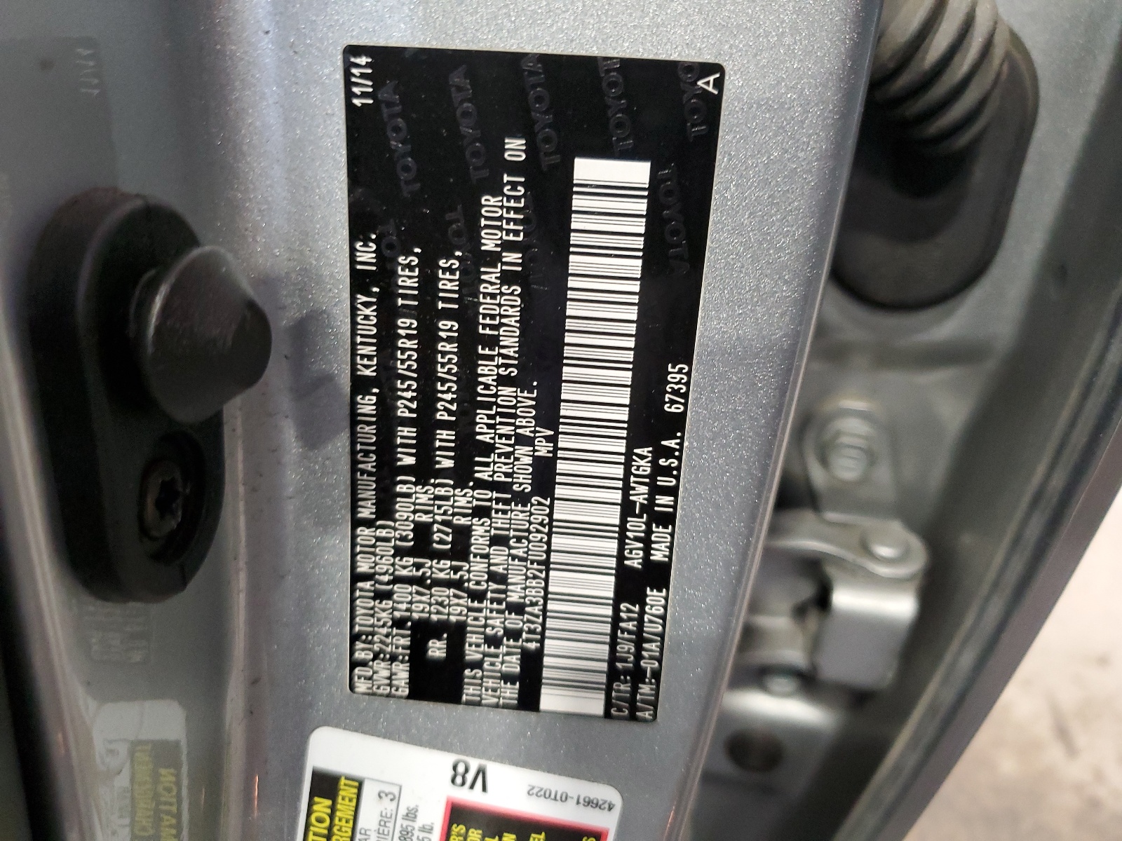 4T3ZA3BB2FU092902 2015 Toyota Venza Le