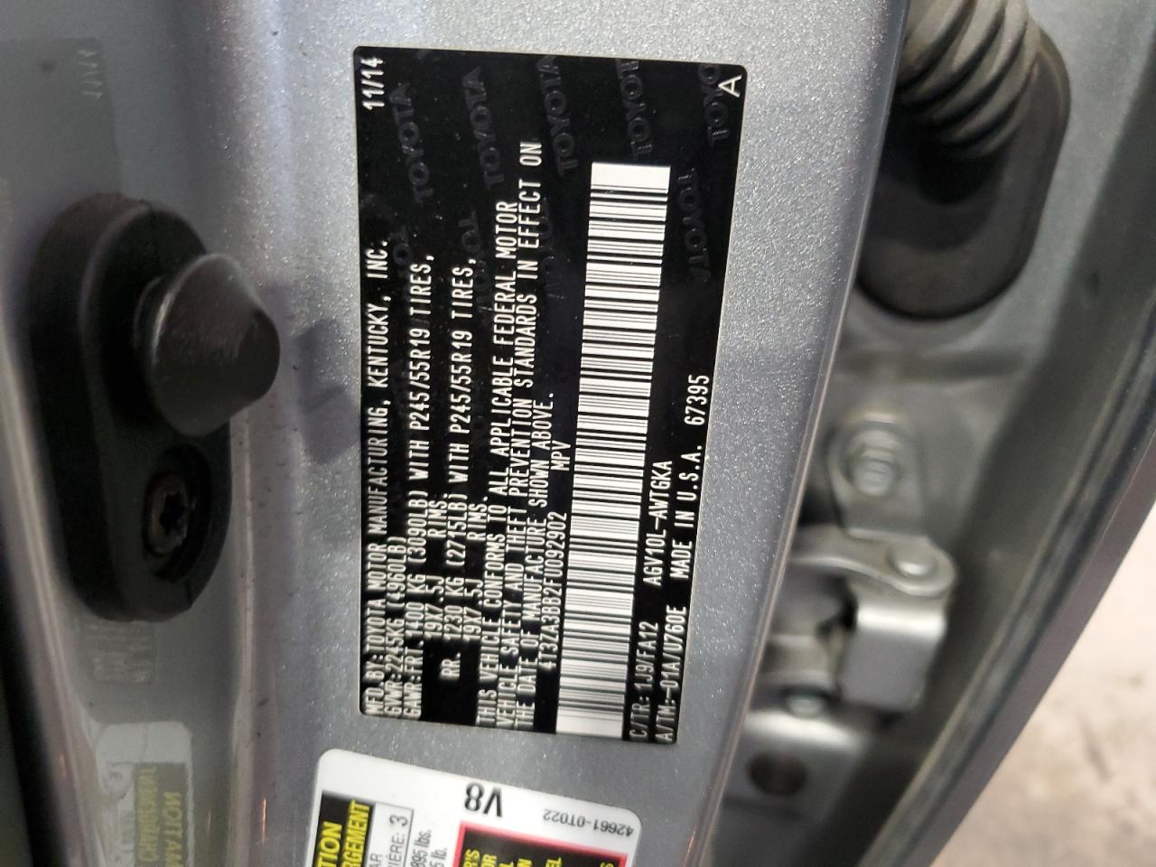 2015 Toyota Venza Le VIN: 4T3ZA3BB2FU092902 Lot: 61855004