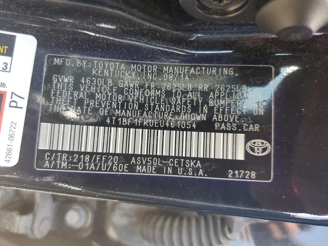 4T1BF1FK0EU461054 2014 Toyota Camry L