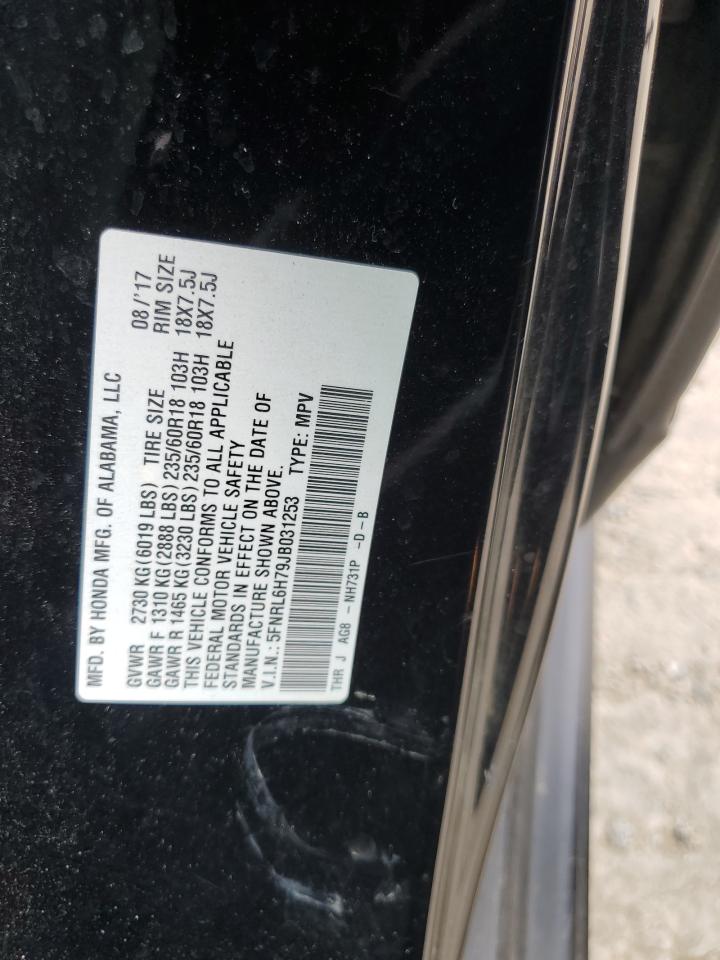 5FNRL6H79JB031253 2018 Honda Odyssey Exl