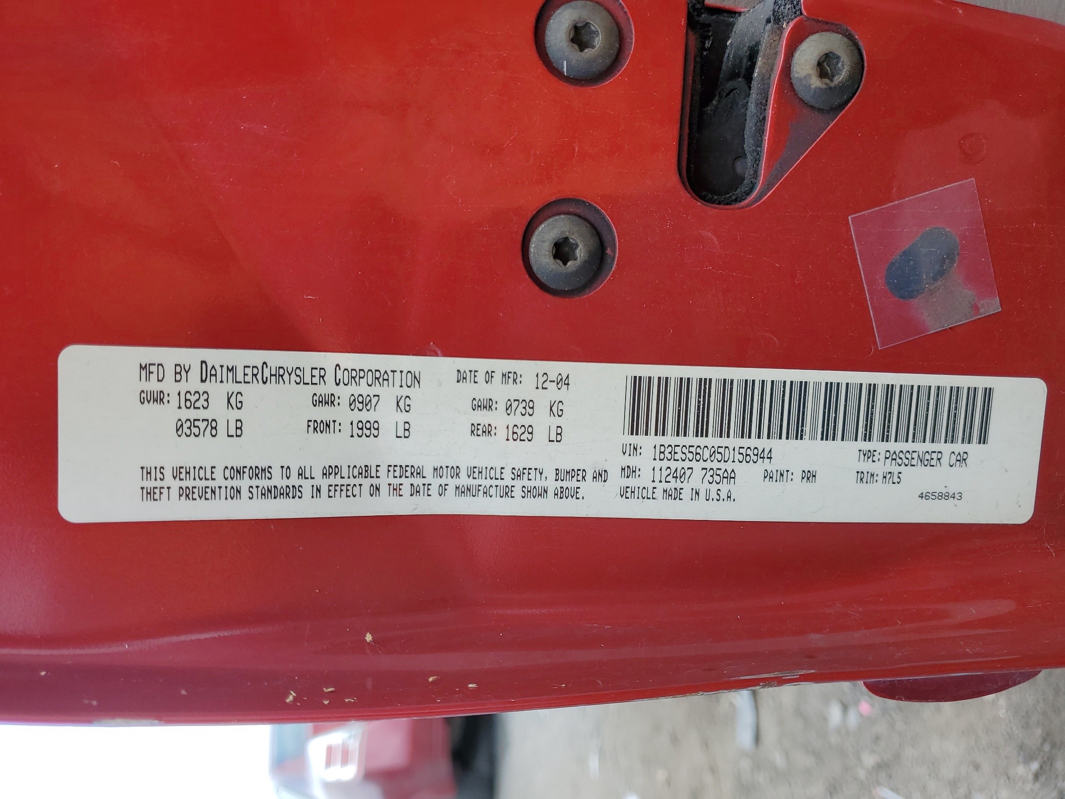 1B3ES56C05D156944 2005 Dodge Neon Sxt