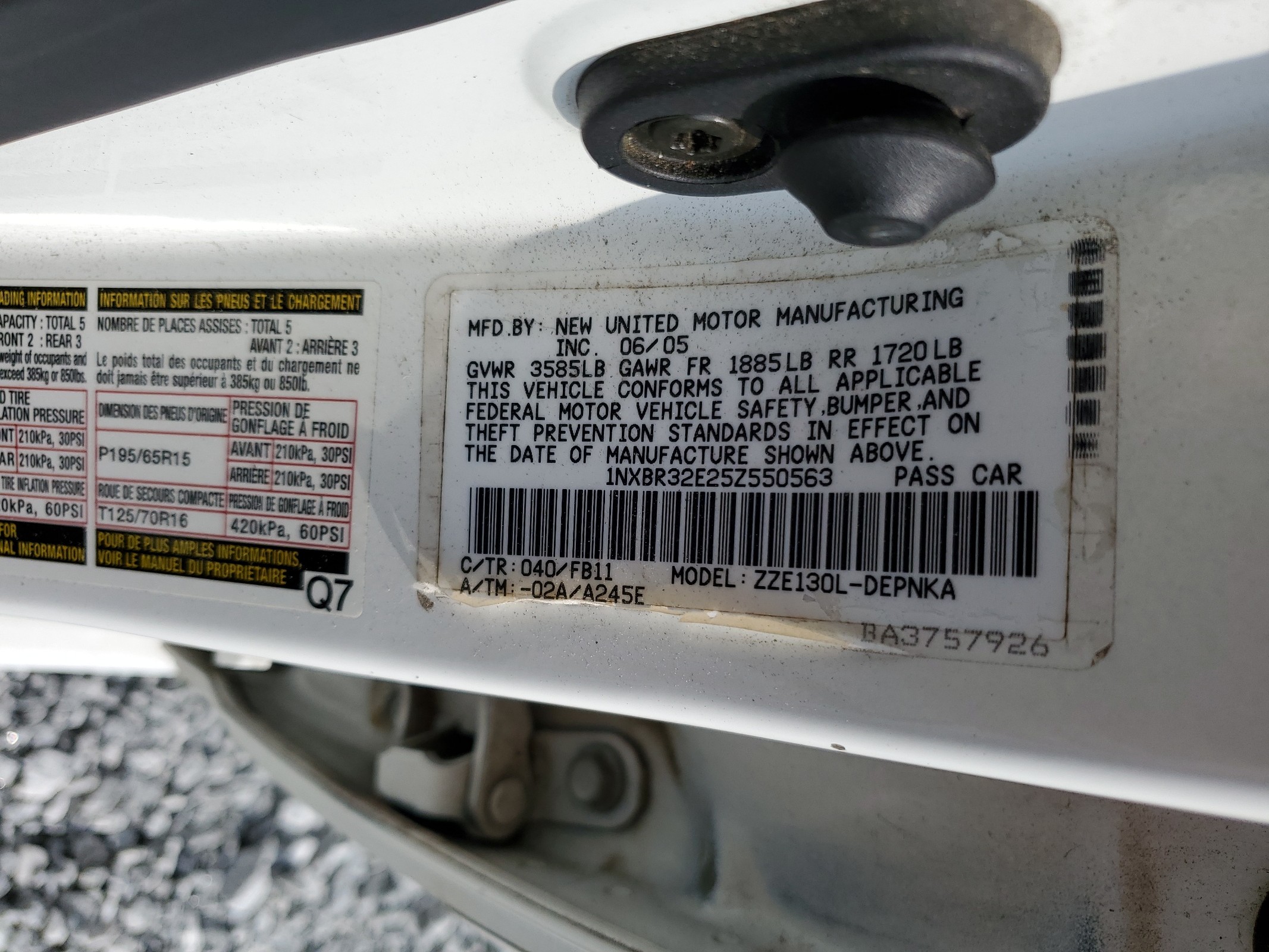 1NXBR32E25Z550563 2005 Toyota Corolla Ce