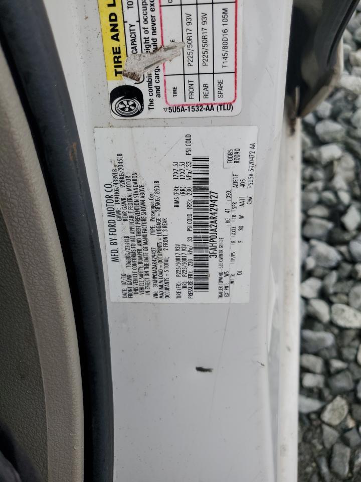 2010 Ford Fusion Sel VIN: 3FAHP0JA2AR429427 Lot: 64222284