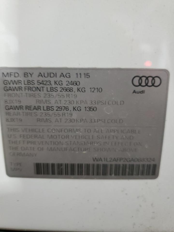 2016 Audi Q5 Premium Plus VIN: WA1L2AFP2GA088324 Lot: 65680654