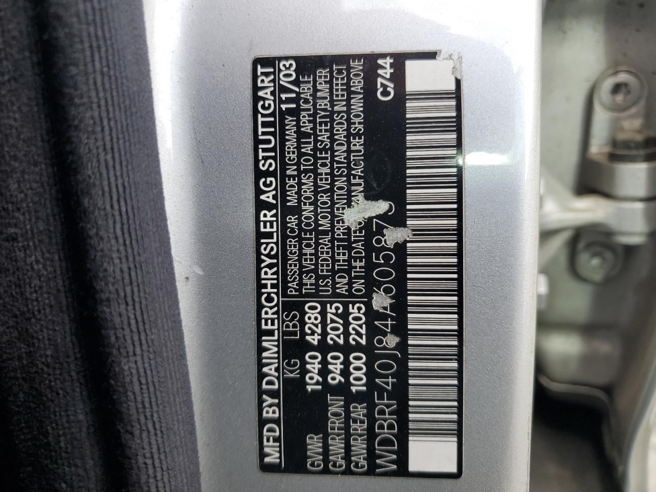 2004 Mercedes-Benz C 230K Sport Sedan VIN: WDBRF40J84A605873 Lot: 61674504