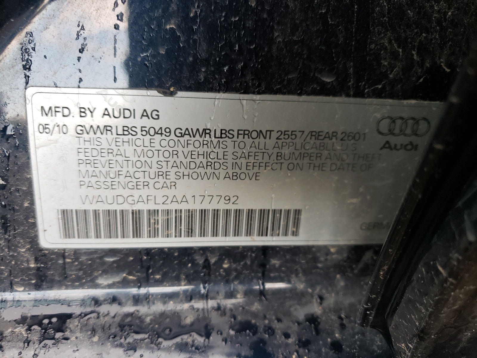 WAUDGAFL2AA177792 2010 Audi S4 Premium Plus