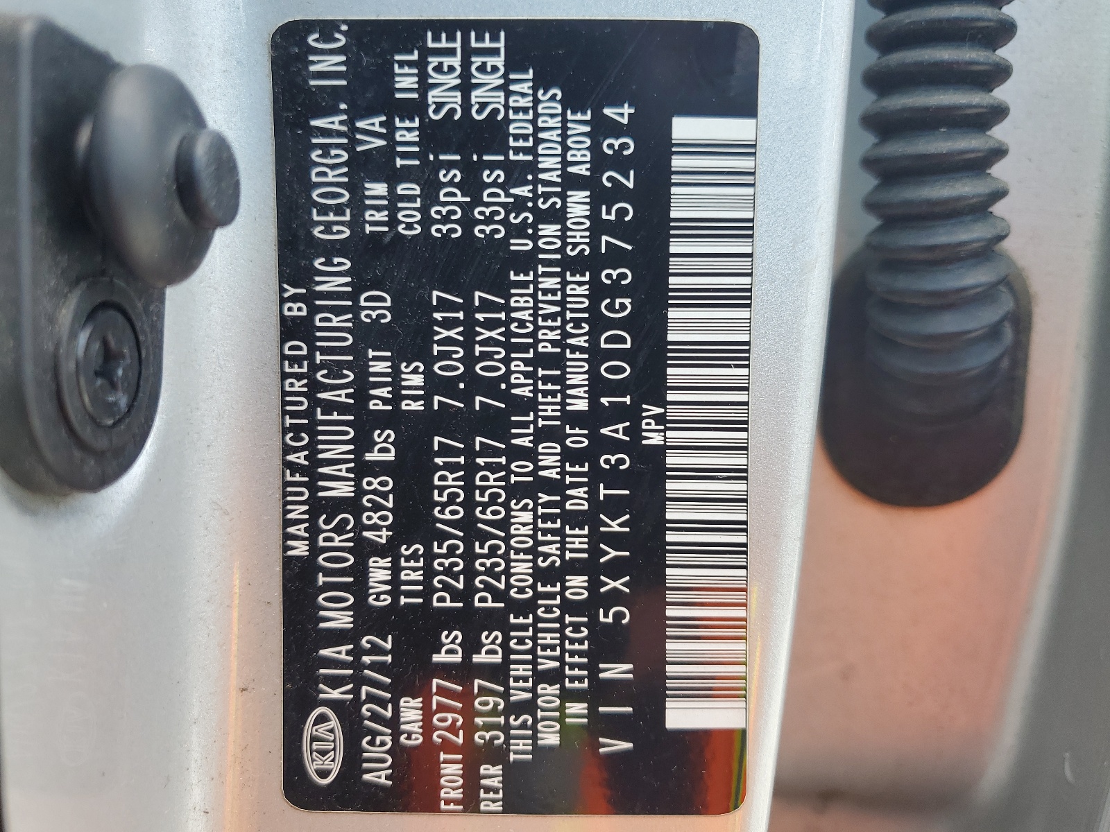 5XYKT3A10DG375234 2013 Kia Sorento Lx