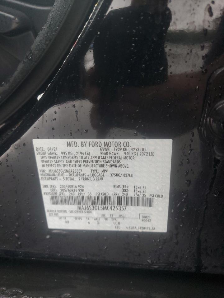 2021 Ford Ecosport Se VIN: MAJ6S3GL5MC425357 Lot: 65319104