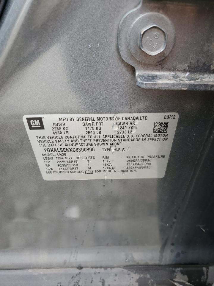 2012 GMC Terrain Sle VIN: 2GKALSEKXC6300890 Lot: 63187944