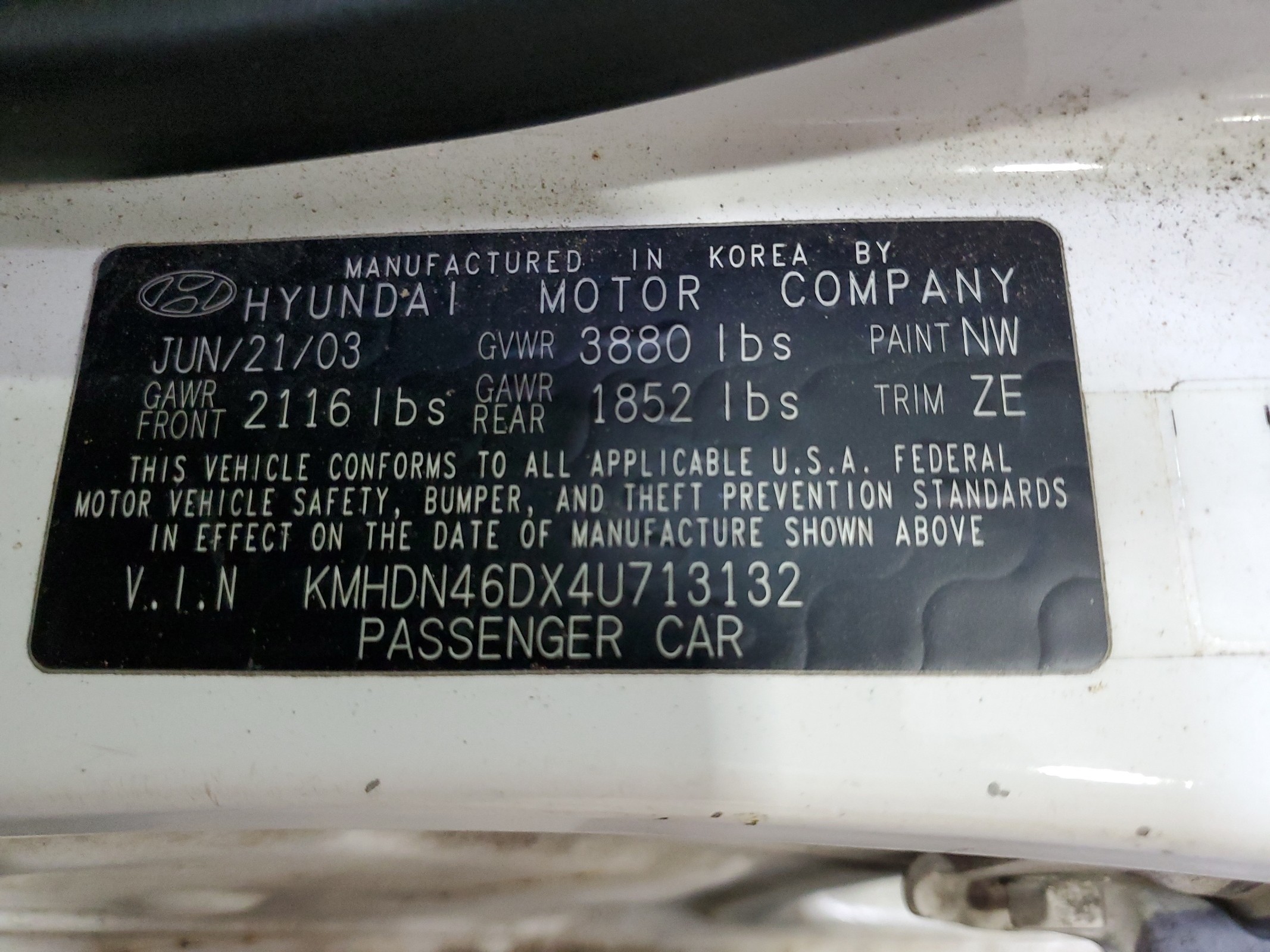 KMHDN46DX4U713132 2004 Hyundai Elantra Gls