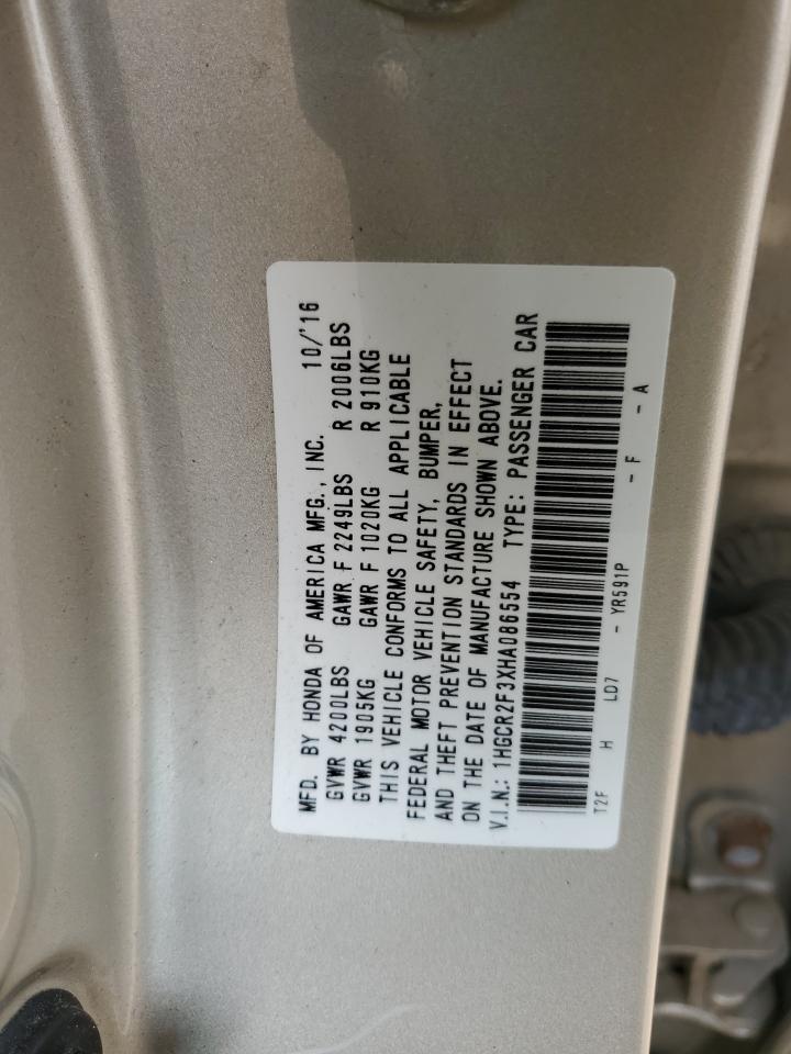 1HGCR2F3XHA086554 2017 Honda Accord Lx