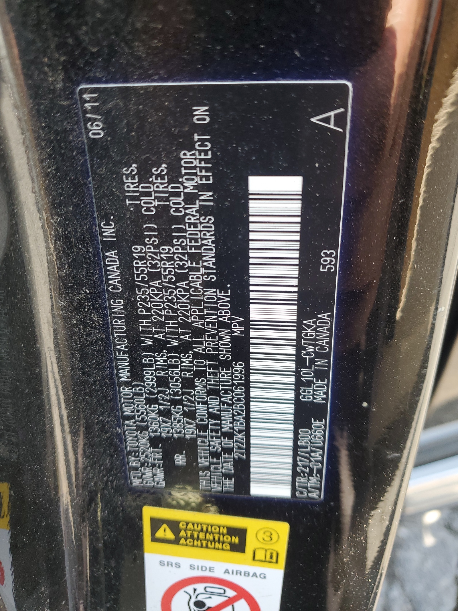 2T2ZK1BA2BC061996 2011 Lexus Rx 350