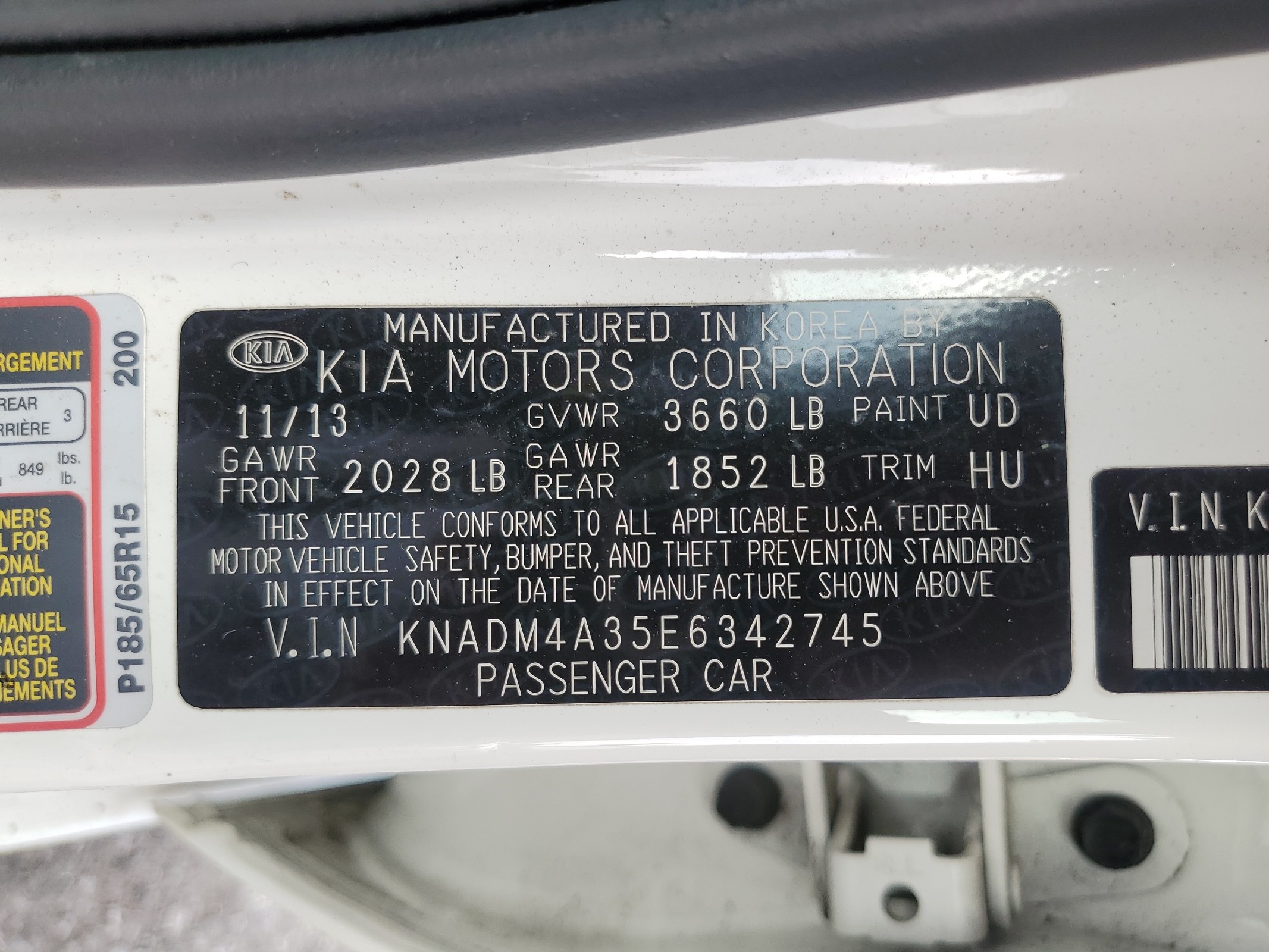 KNADM4A35E6342745 2014 Kia Rio Lx