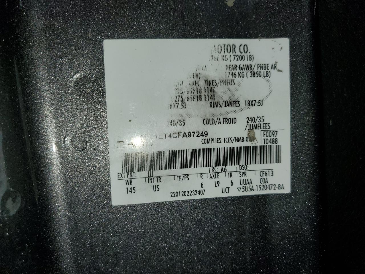 2012 Ford F150 Super Cab VIN: 1FTFX1ET4CFA97249 Lot: 61831474