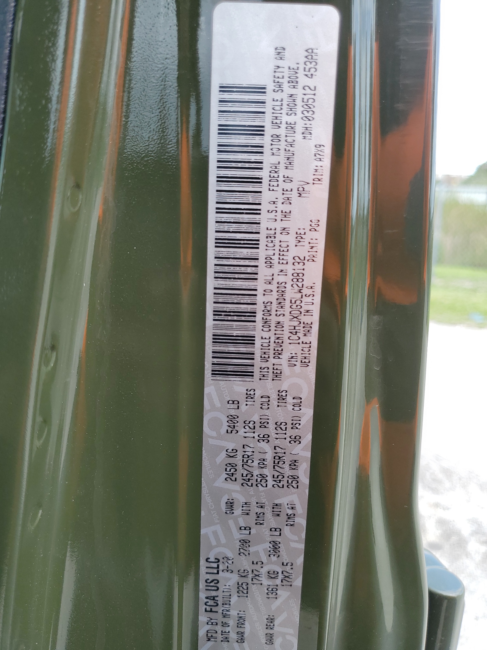 1C4HJXDG5LW288132 2020 Jeep Wrangler Unlimited Sport