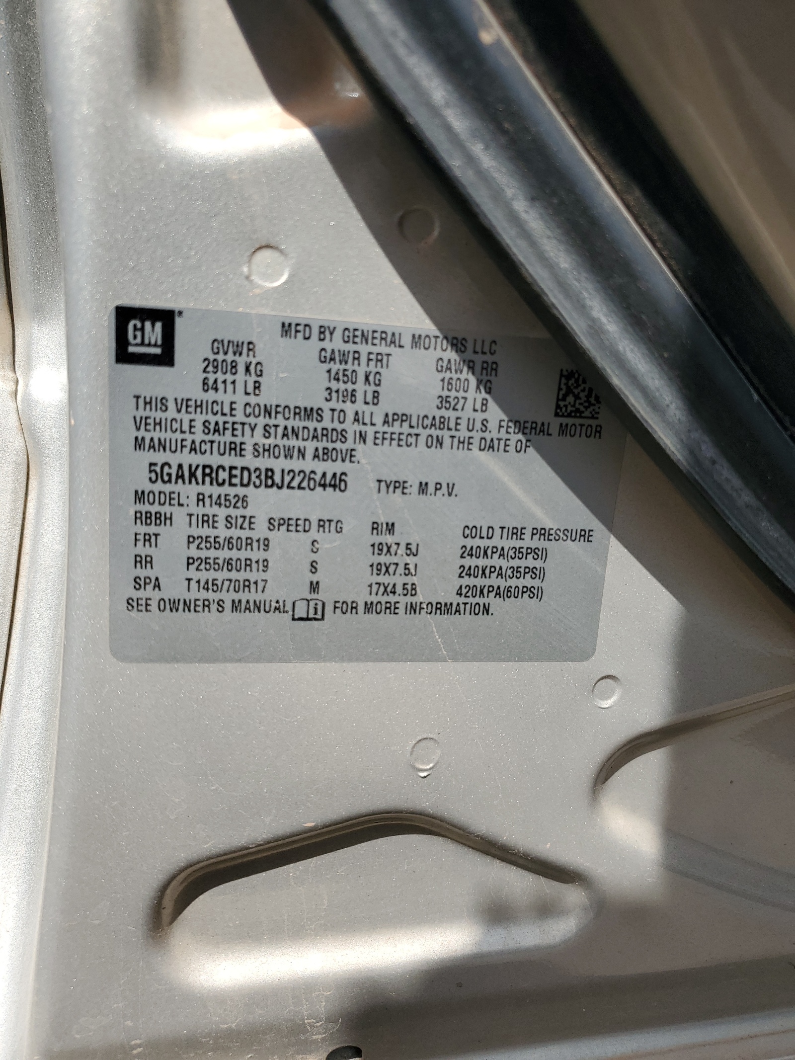 5GAKRCED3BJ226446 2011 Buick Enclave Cxl