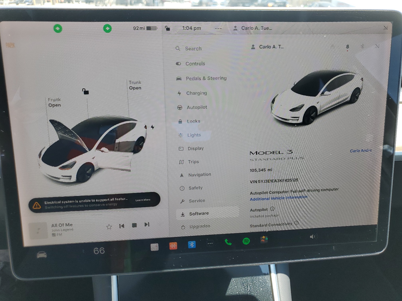 2019 Tesla Model 3 vin: 5YJ3E1EA3KF425125