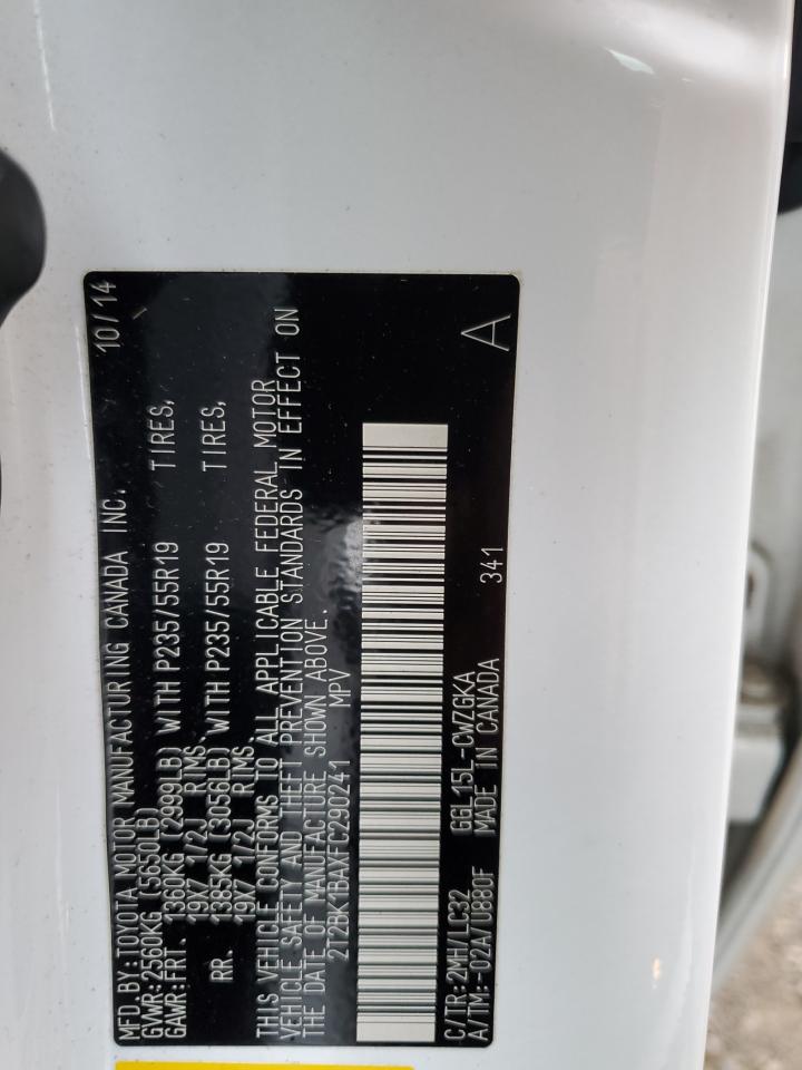 2015 Lexus Rx 350 Base VIN: 2T2BK1BAXFC290241 Lot: 63797724