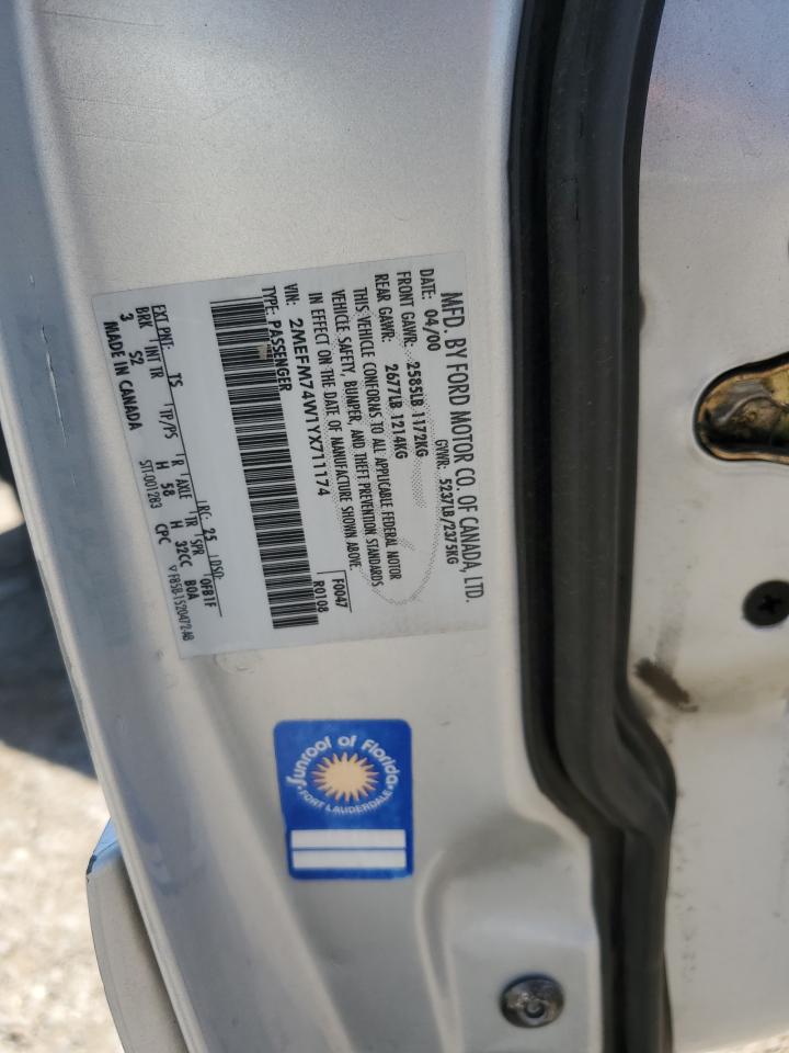 2000 Mercury Grand Marquis Gs VIN: 2MEFM74W1YX711174 Lot: 63032104