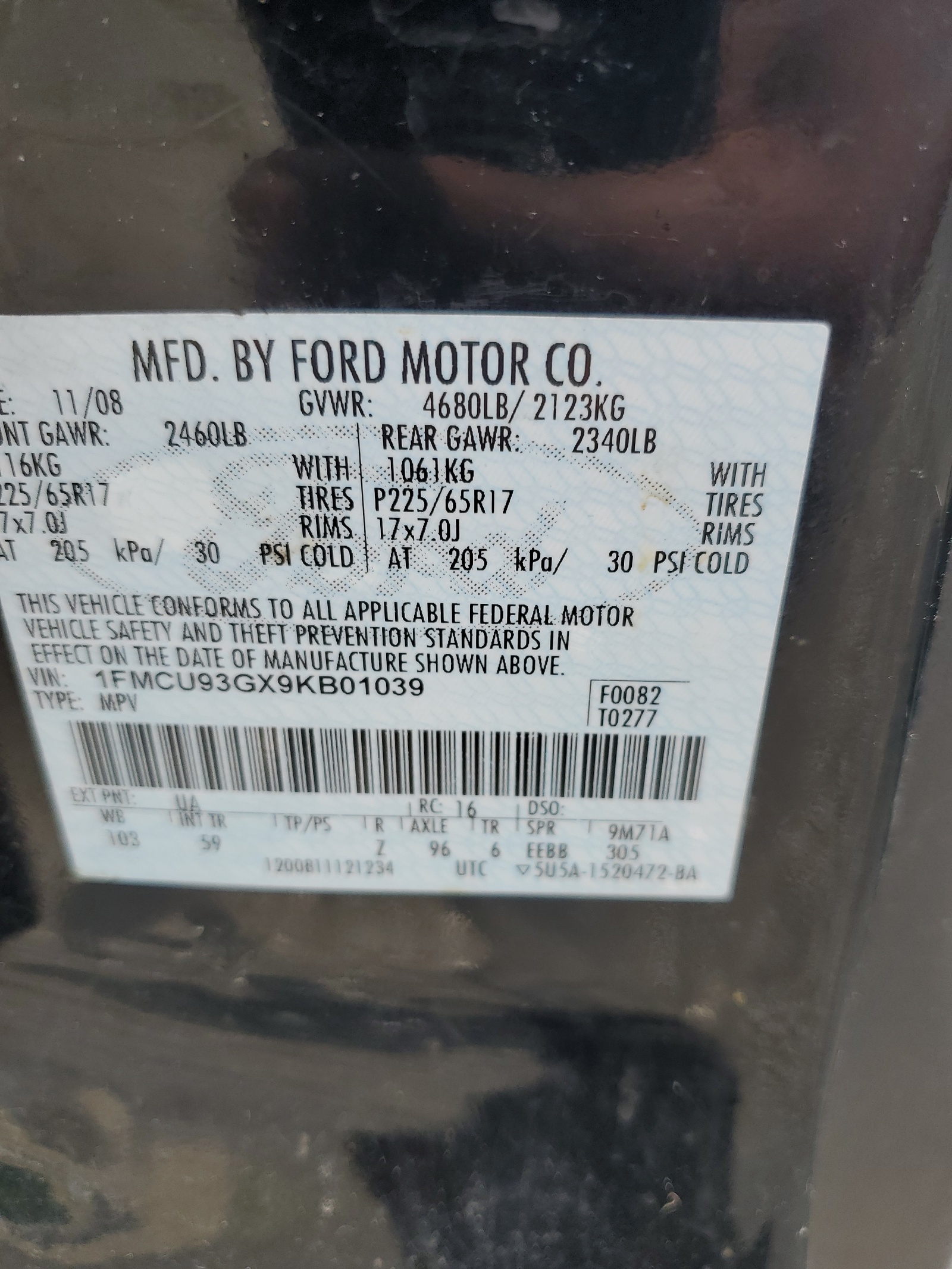 1FMCU93GX9KB01039 2009 Ford Escape Xlt
