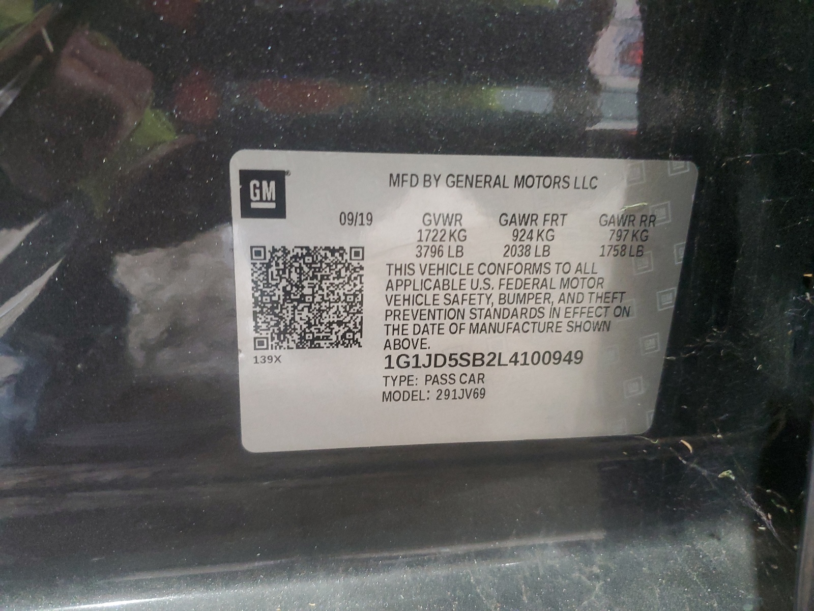 1G1JD5SB2L4100949 2020 Chevrolet Sonic Lt