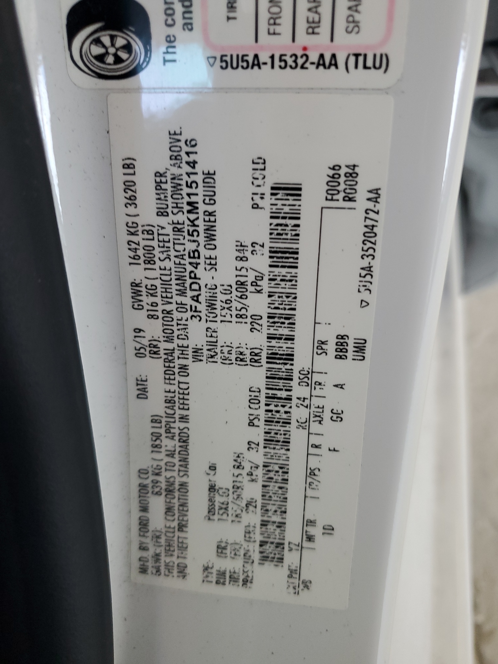 3FADP4BJ5KM151416 2019 Ford Fiesta Se