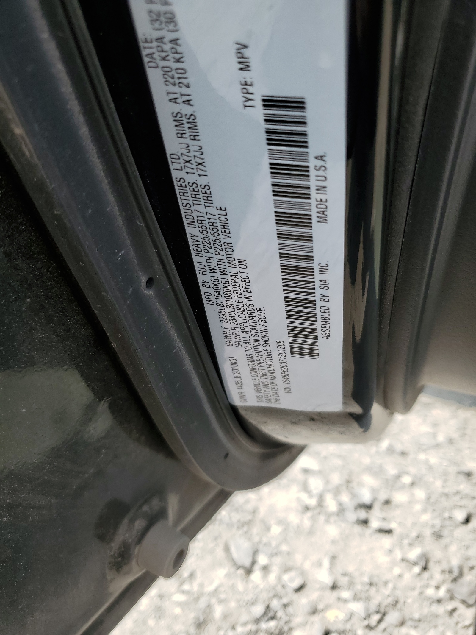 4S4BP62C377301308 2007 Subaru Outback Outback 2.5I Limited