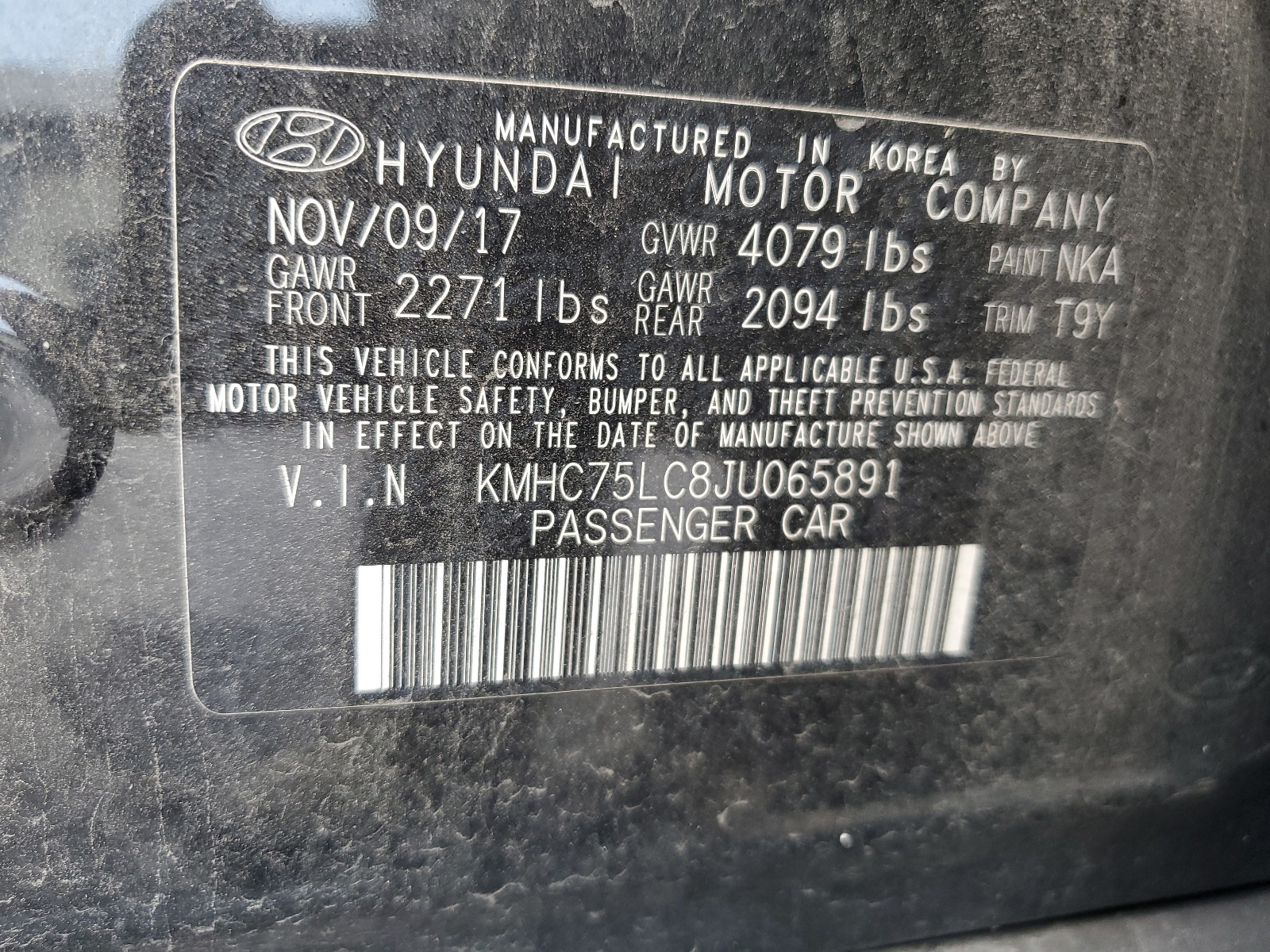 KMHC75LC8JU065891 2018 Hyundai Ioniq Sel