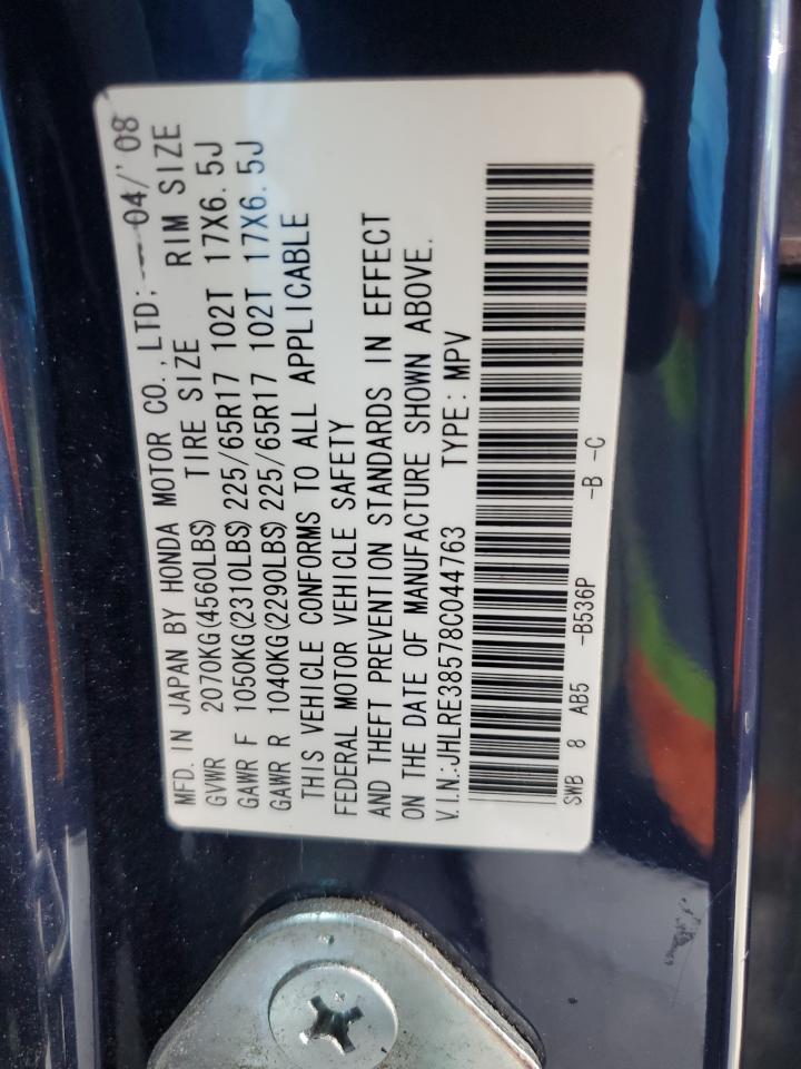 2008 Honda Cr-V Ex VIN: JHLRE38578C044763 Lot: 64115014