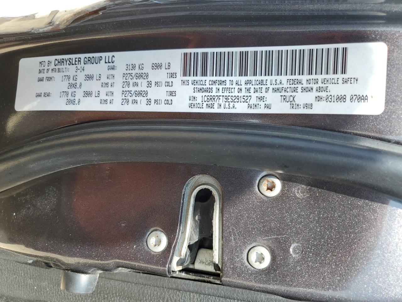 2014 Ram 1500 St VIN: 1C6RR7FT9ES291527 Lot: 63276764