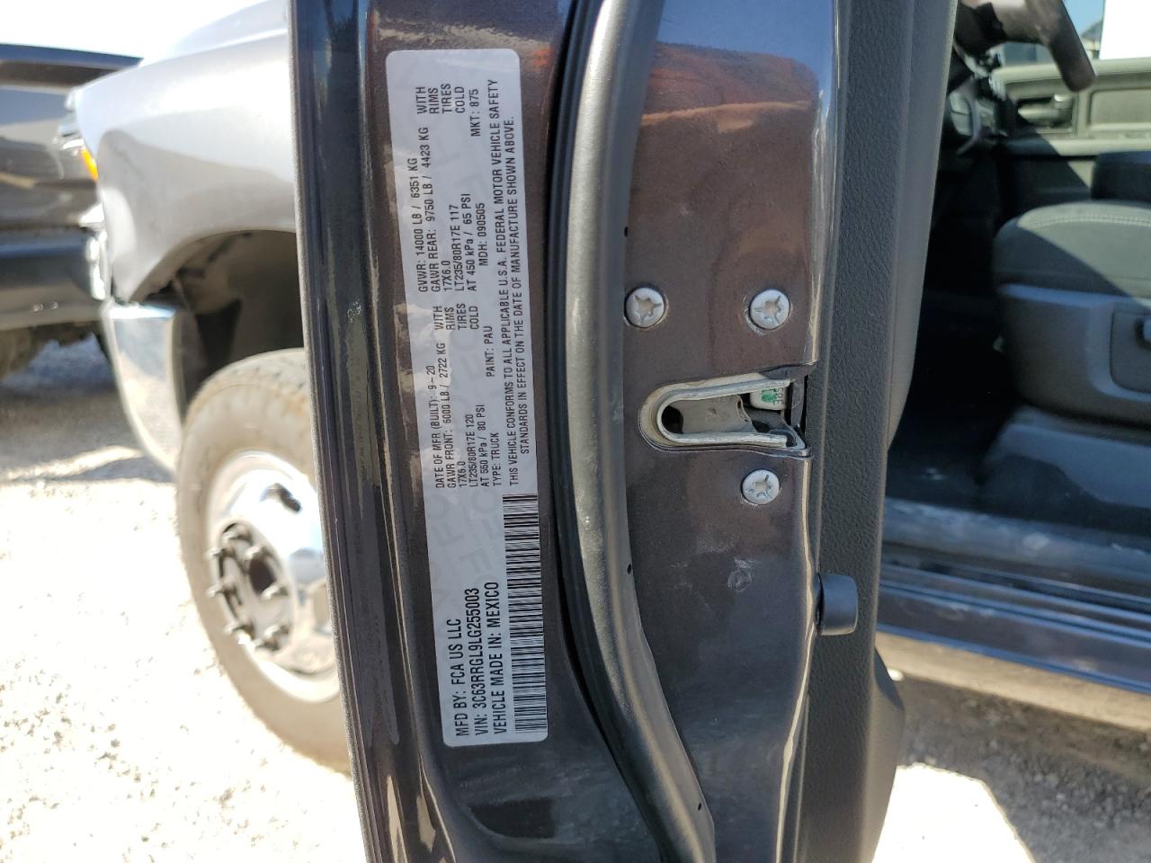 2020 Ram 3500 Tradesman VIN: 3C63RRGL9LG255003 Lot: 60656044