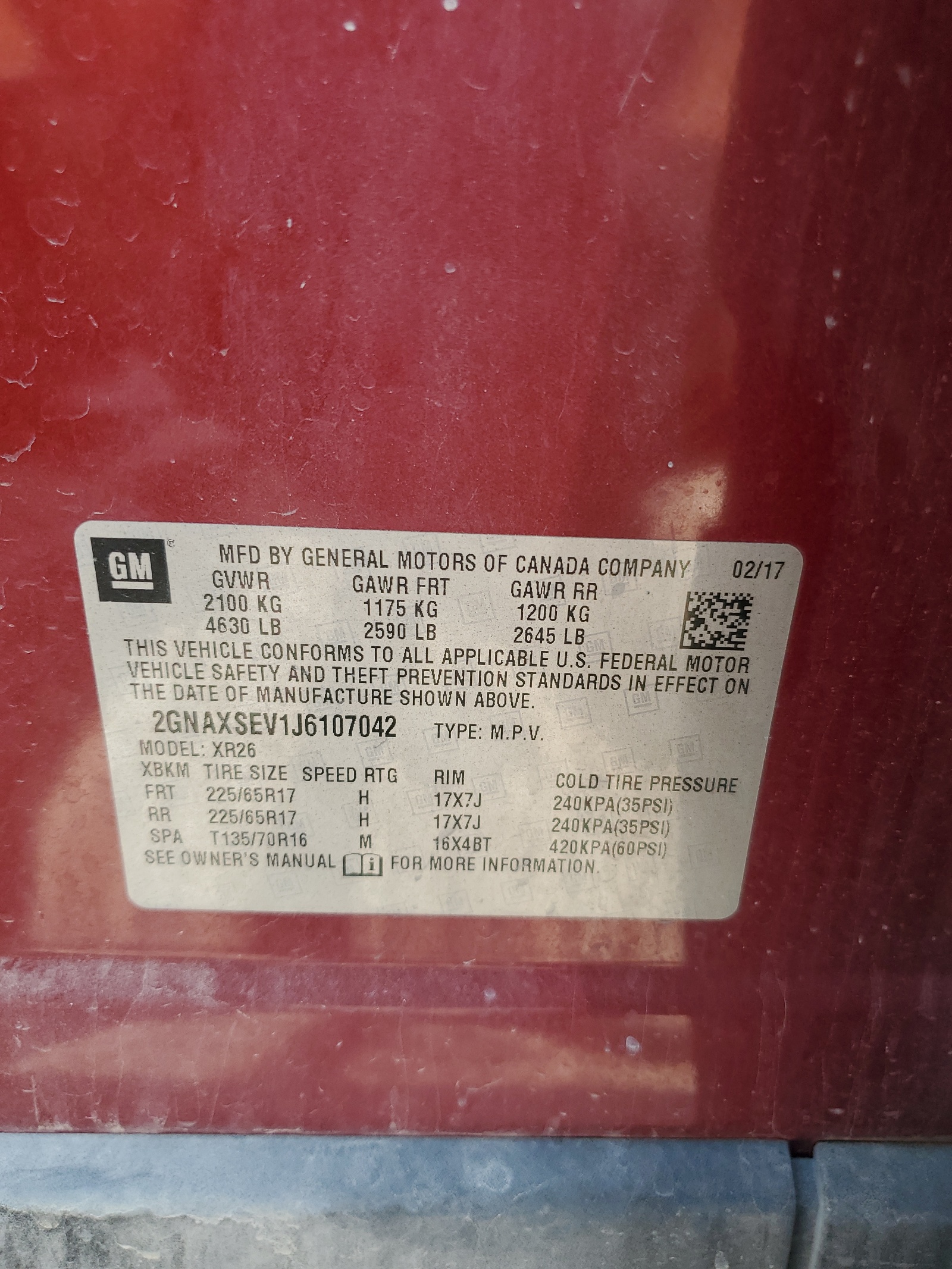 2GNAXSEV1J6107042 2018 Chevrolet Equinox Lt