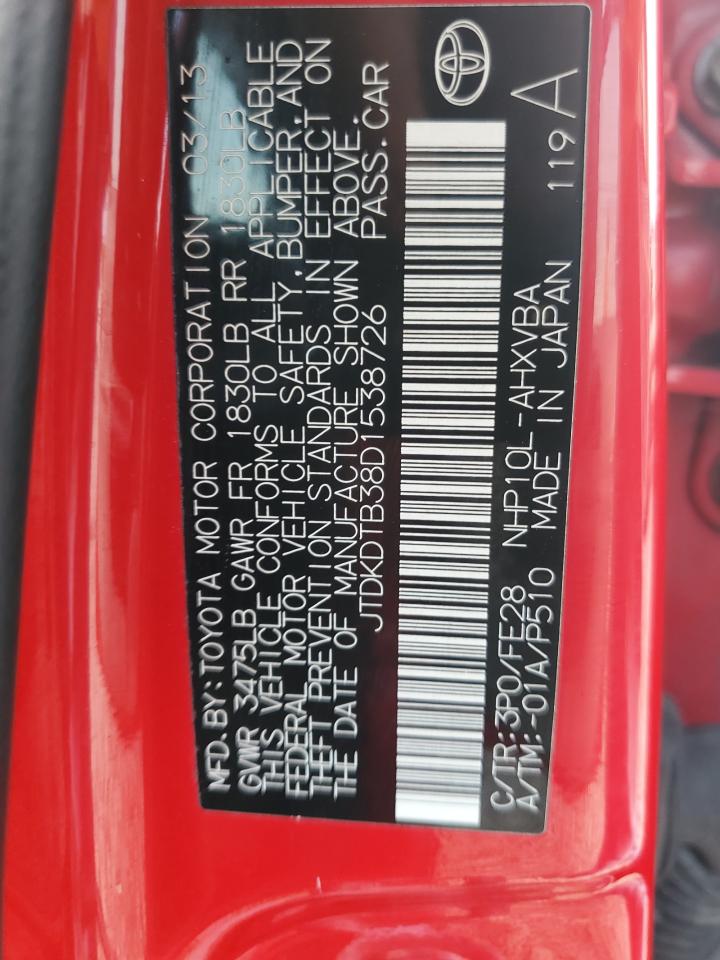 JTDKDTB38D1538726 2013 Toyota Prius C