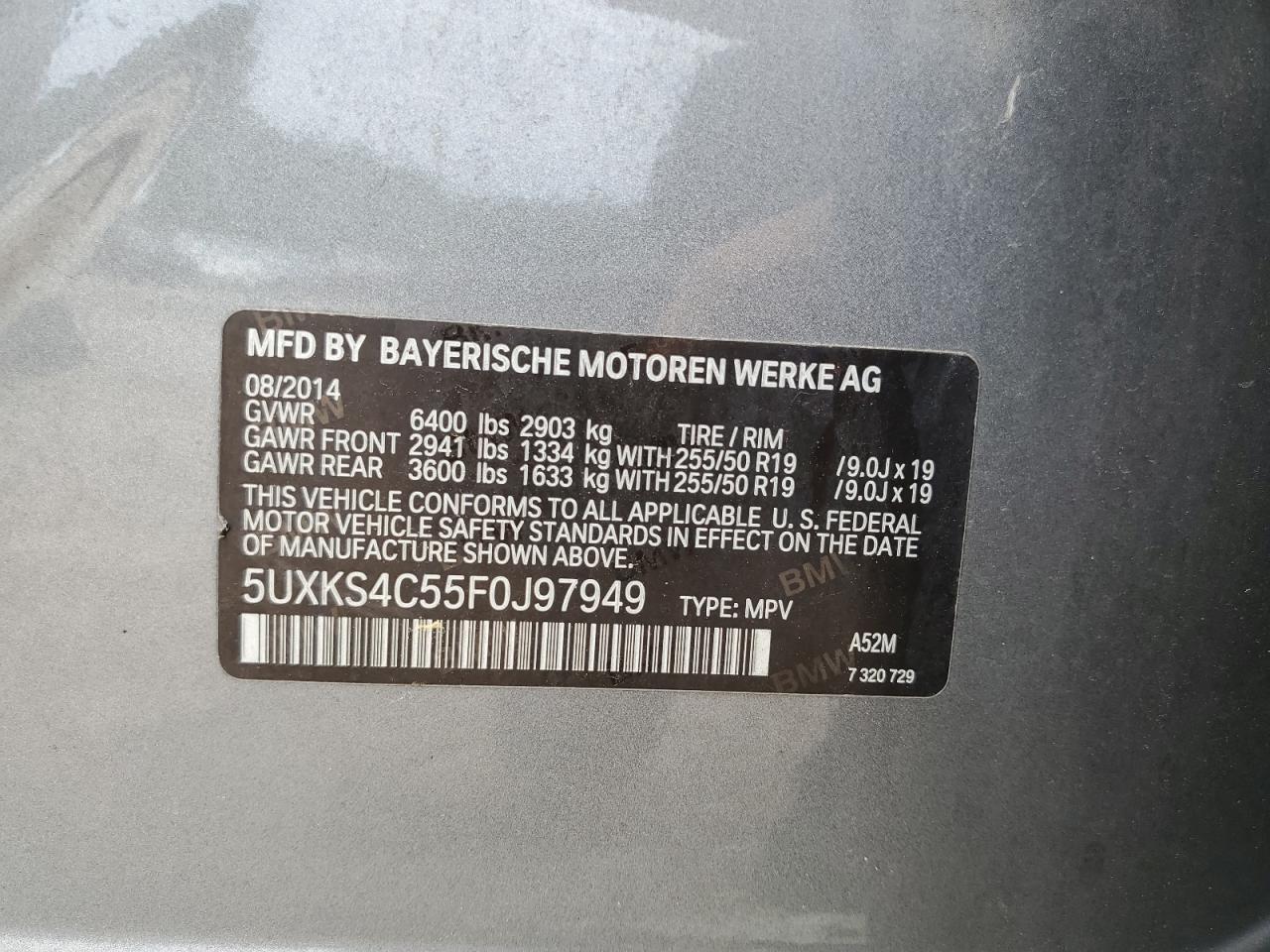 2015 BMW X5 xDrive35D VIN: 5UXKS4C55F0J97949 Lot: 63609524