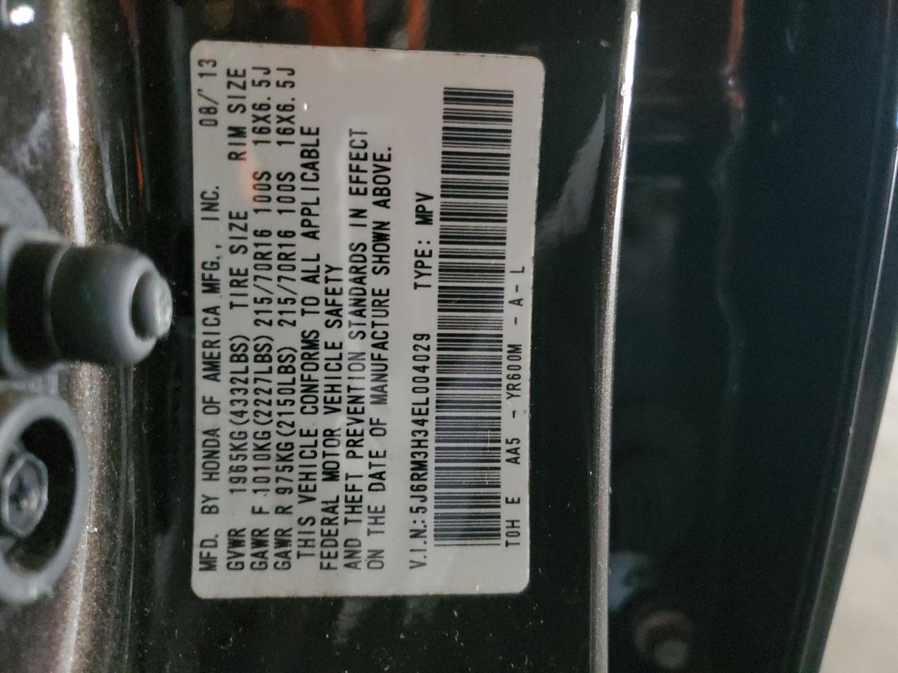 2014 Honda Cr-V Lx VIN: 5J6RM3H34EL004029 Lot: 64669314