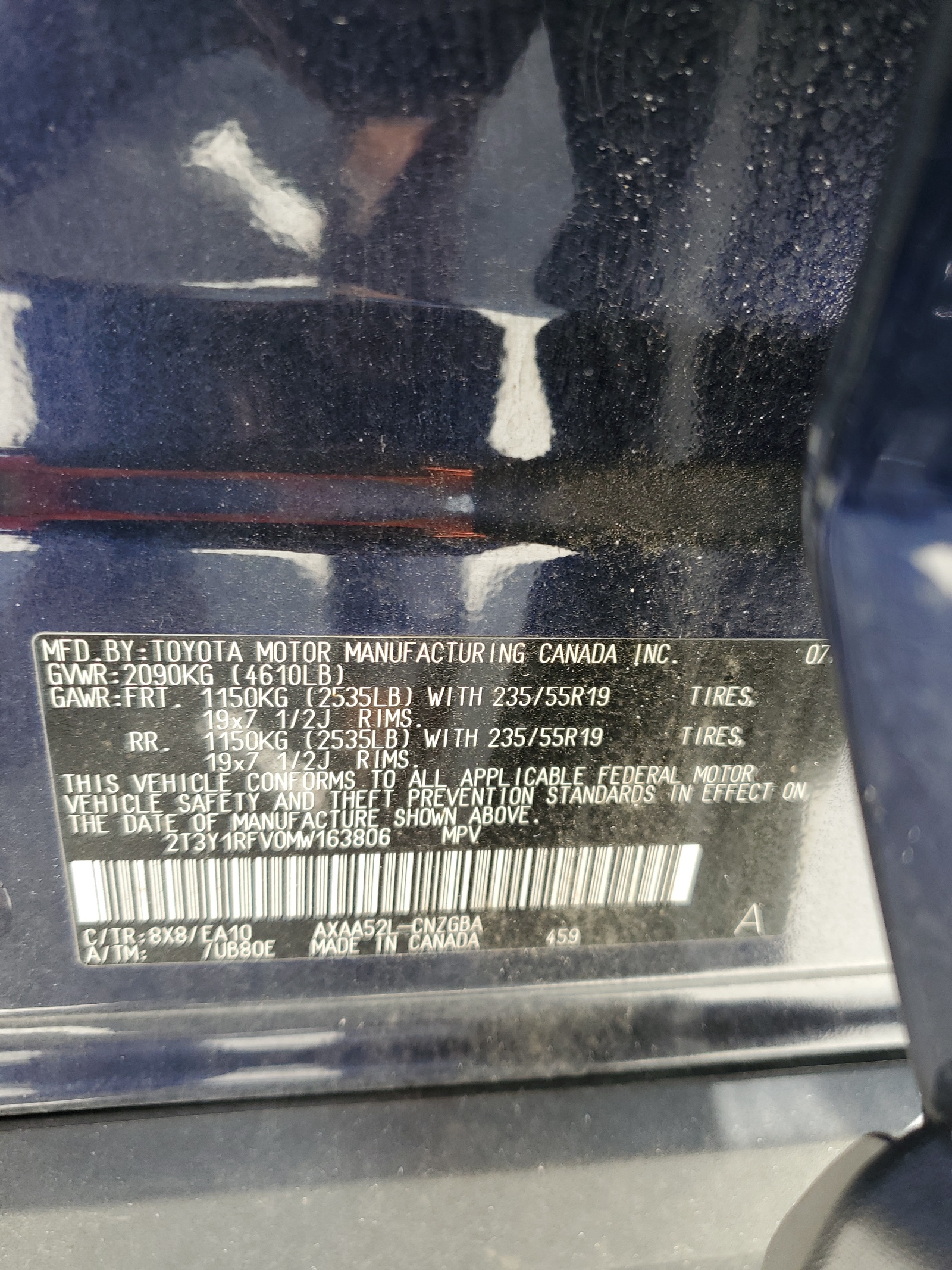 2T3Y1RFV0MW163806 2021 Toyota Rav4 Limited