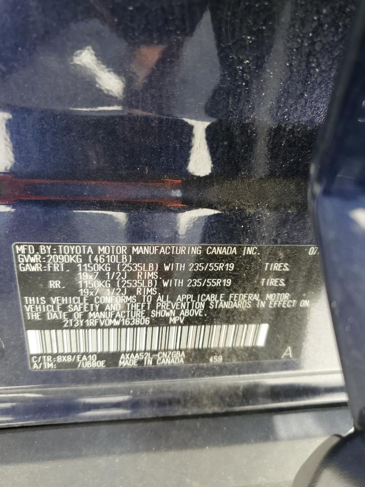 2021 Toyota Rav4 Limited VIN: 2T3Y1RFV0MW163806 Lot: 64088674