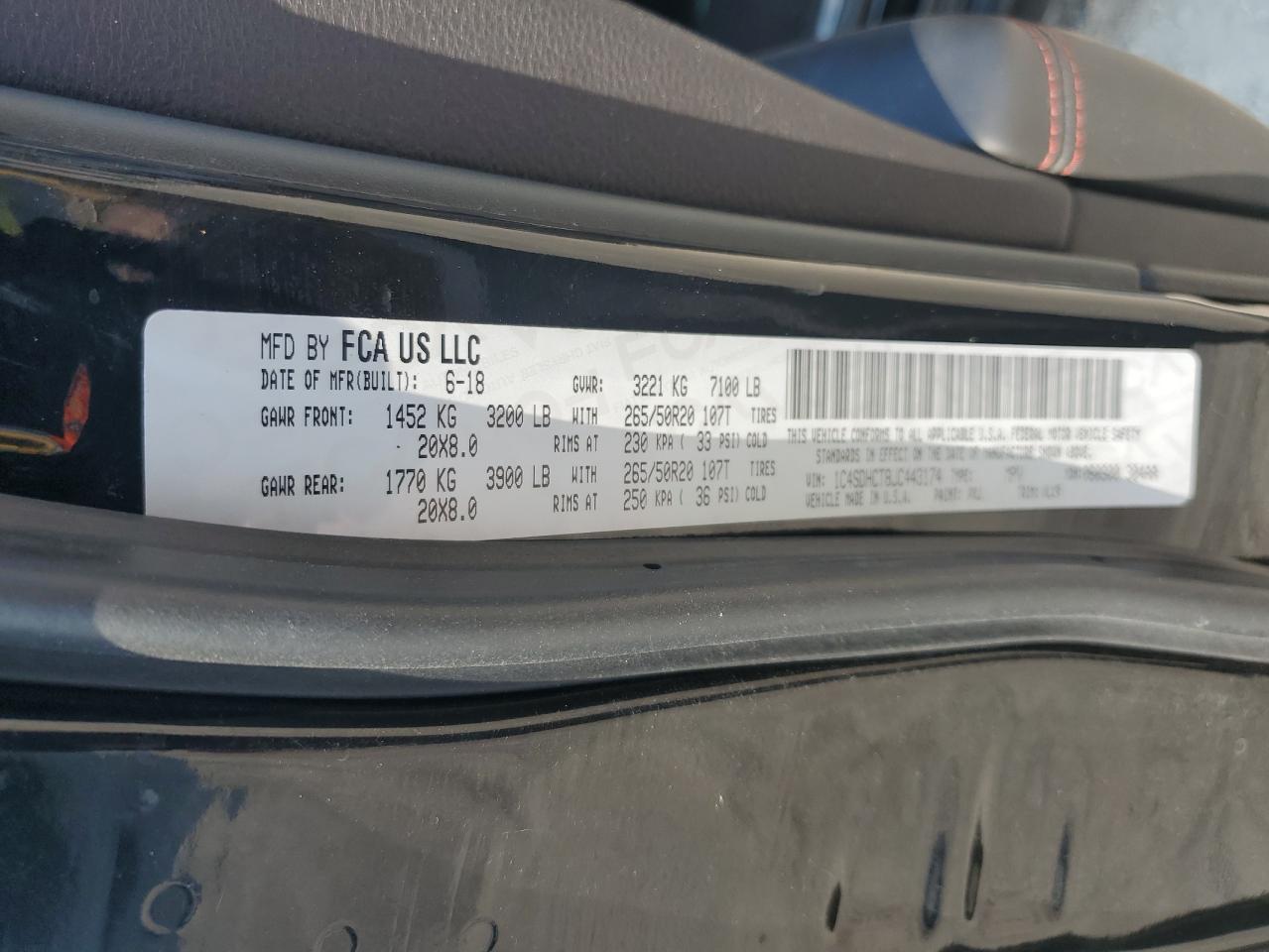 2018 Dodge Durango R/T VIN: 1C4SDHCT8JC443174 Lot: 64857484