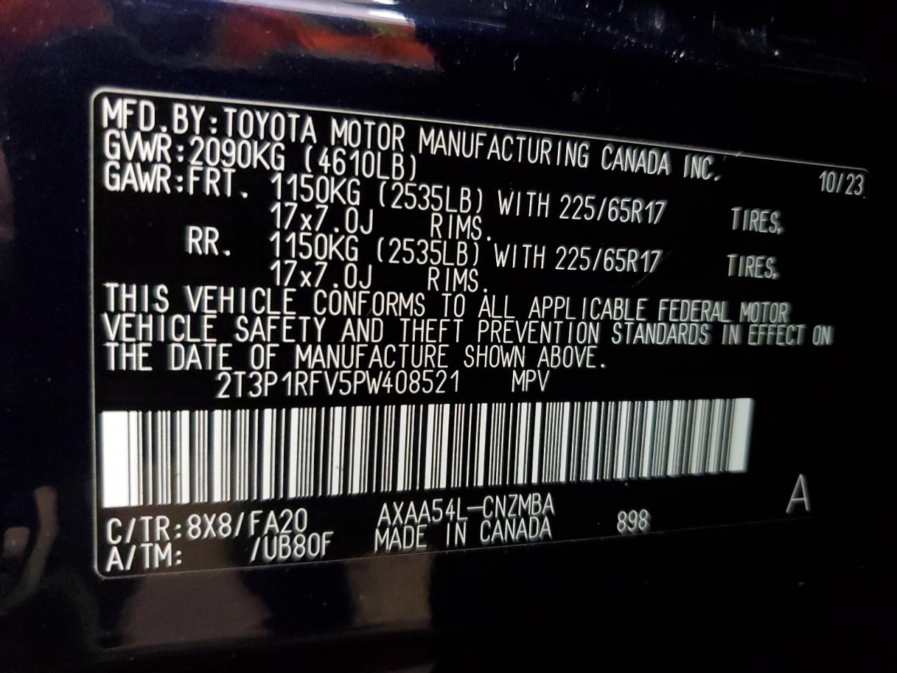 2023 Toyota Rav4 Xle VIN: 2T3P1RFV5PW408521 Lot: 62672964