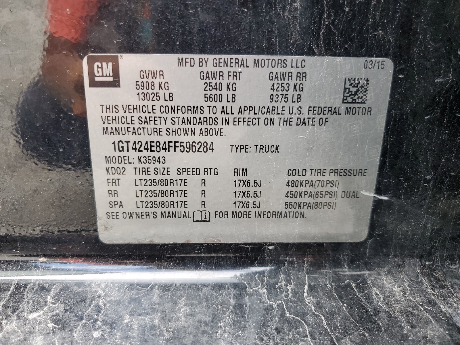 1GT424E84FF596284 2015 GMC Sierra K3500 Denali